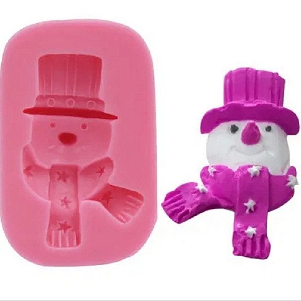 Silicone Mold Snowman Wearing a Scarf and Hat